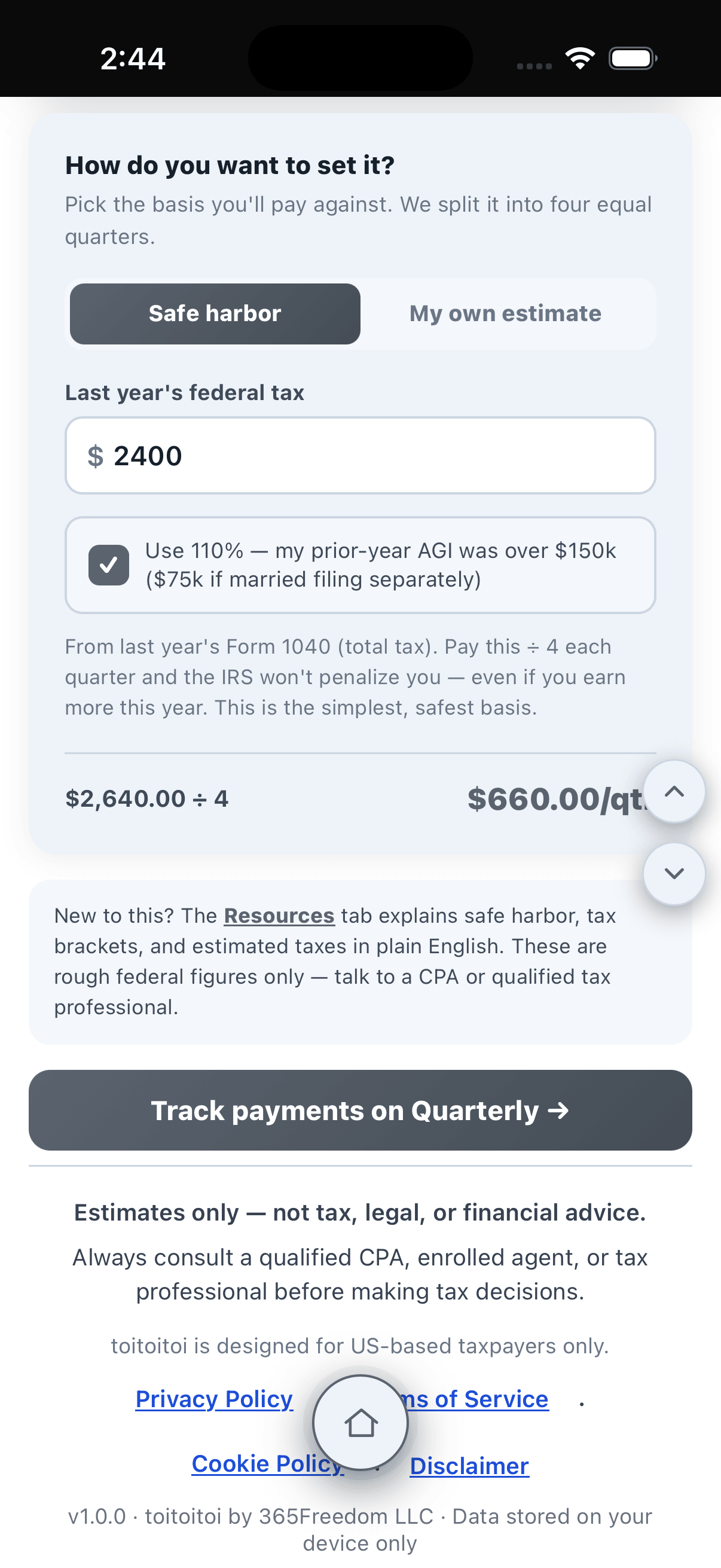 Quarterly estimate