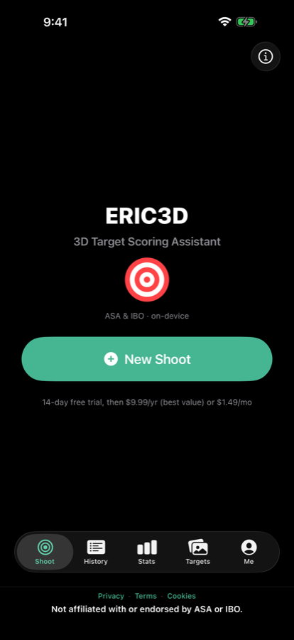 ERIC3D home screen