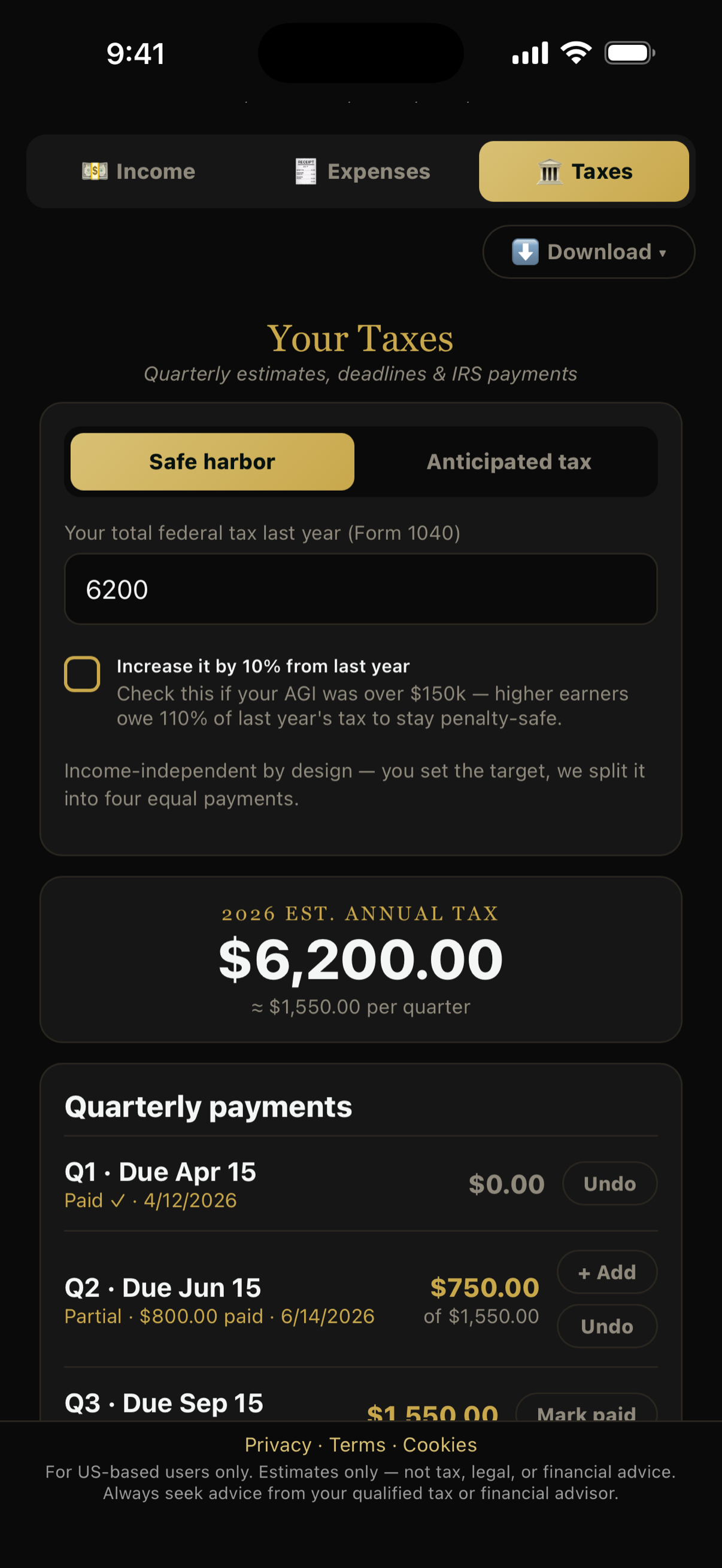 Quarterly estimate